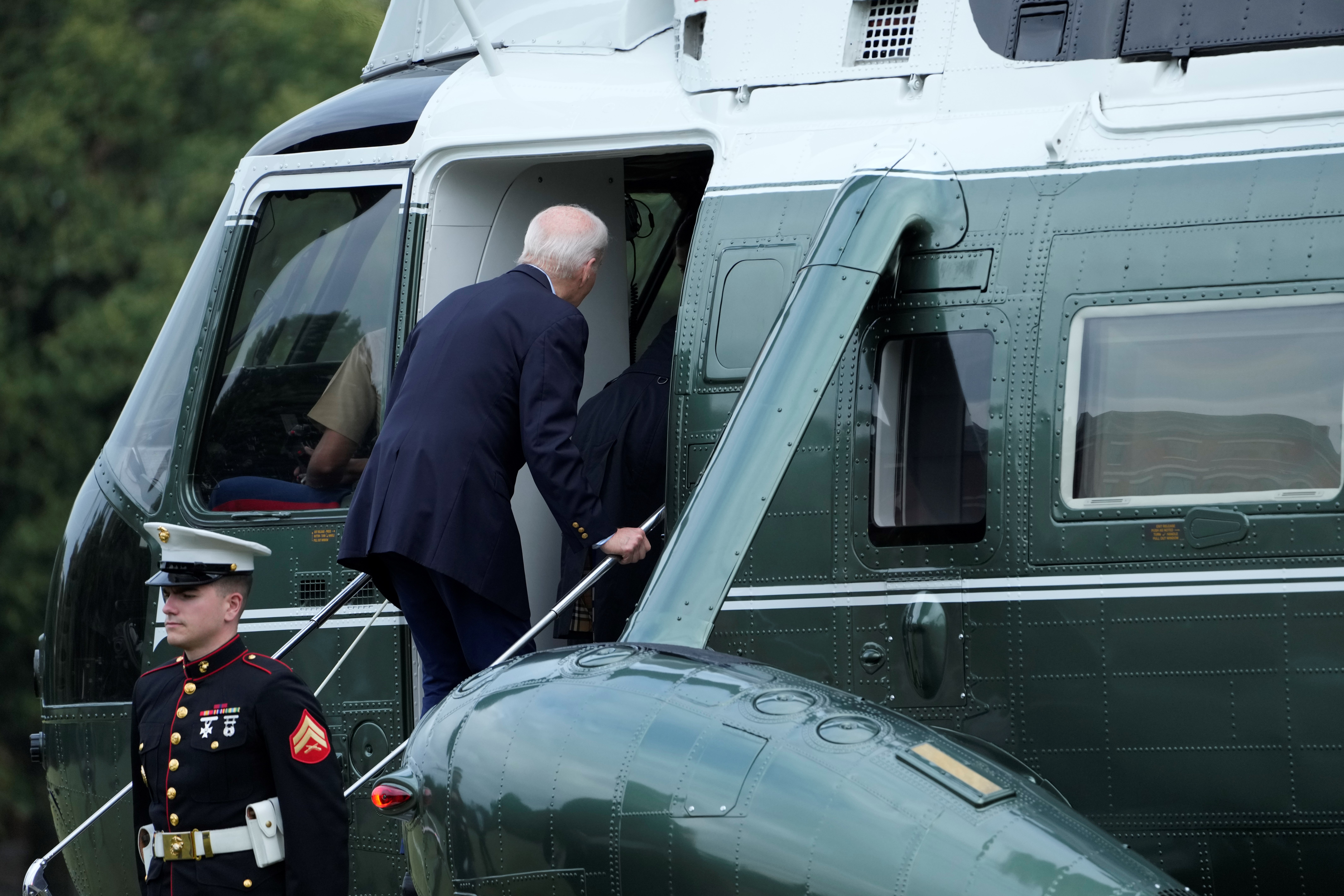 President Joe Biden boards Marine One at Fort Lesley J. McNair in Washington, Friday, June 30, 2023.  (AP)