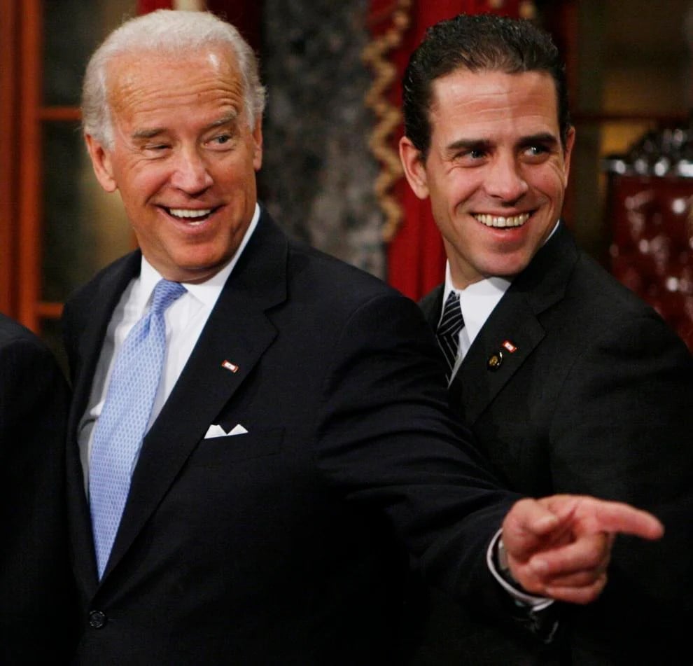 President Joe Biden with his son Hunter on January 6, 2009 on Capitol Hill in Washington. (AP)