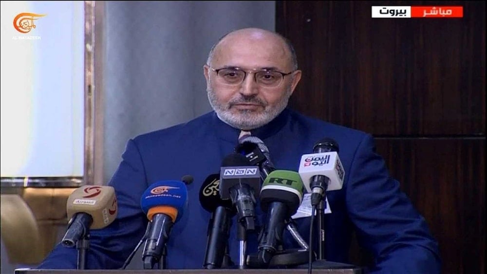 Chairman of the Board of Director of Al Mayadeen Ghassan Ben Jeddou speaks at the Arab Nationalist Congress in Beirut, Lebanon, on July 30, 2023.