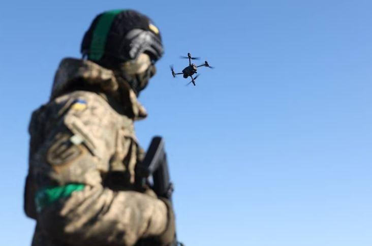 Ukrainian soldier launches a drone on Jan. 25, 2023. (AFP via Getty Images)