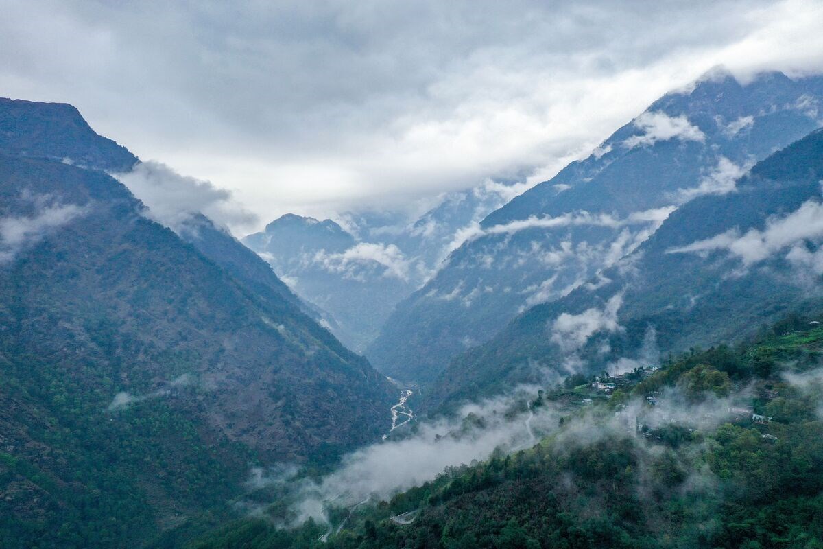 A valley near the Indo-Chinese border in Tawang district of Arunachal Pradesh in India in April. (AFP via Getty Images)