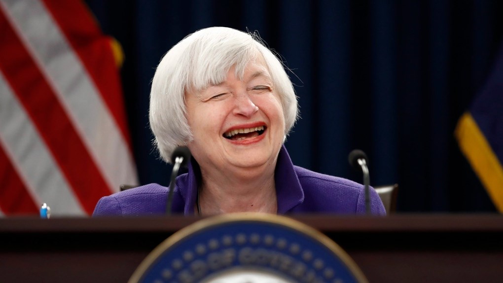 Janet Yellen laughs during a news conference following the Federal Open Market Committee meeting in Washington, Wednesday, Dec. 13, 2017. (AP)
