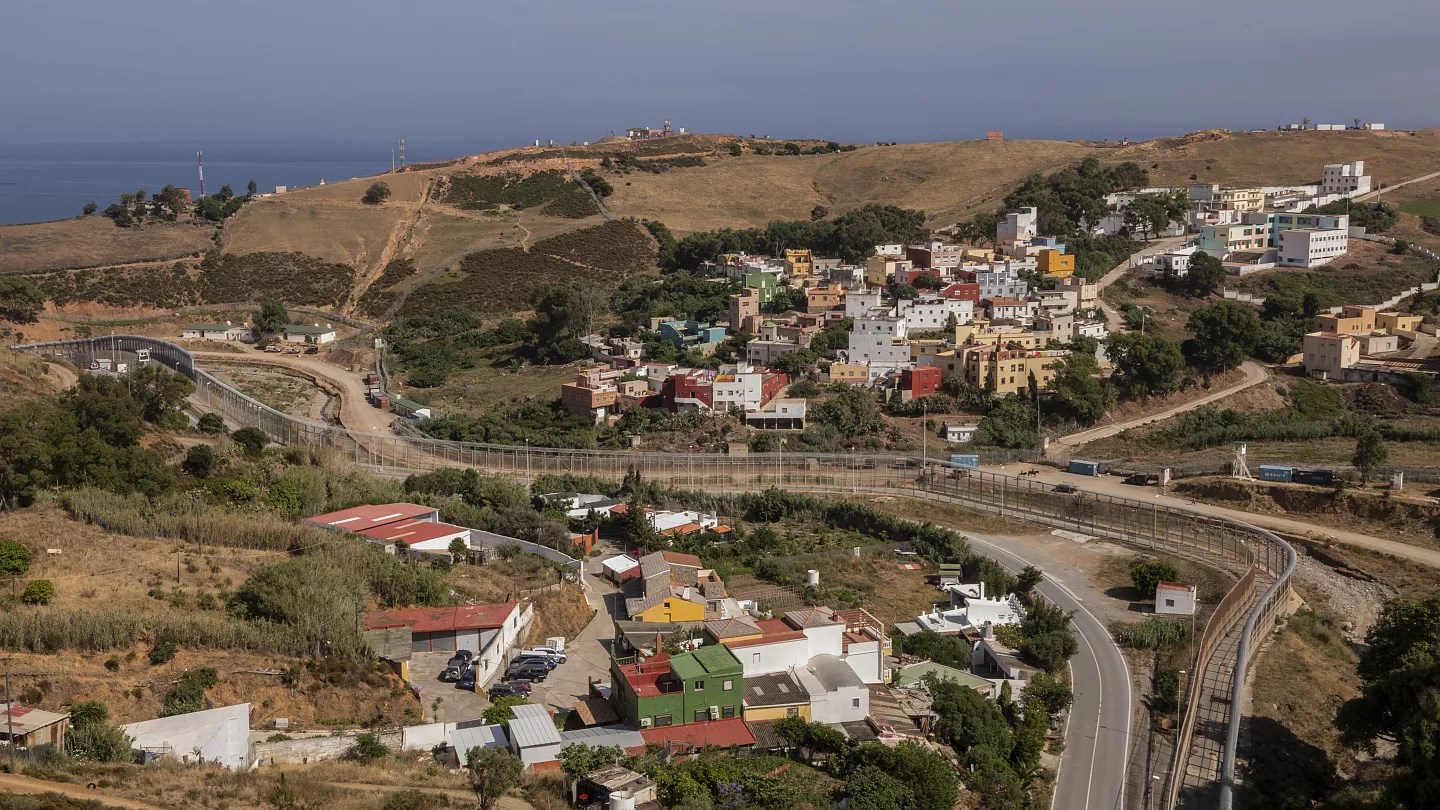 A view of the border fence that separates the Spanish enclave of Ceuta and Morocco (AP)