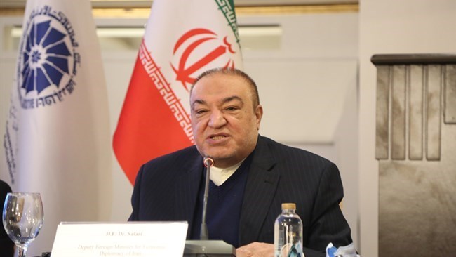 Iran's Deputy Foreign Minister for Economic Affairs, Mehdi Safari speaking at a news conference on November 15, 2022. (Iran Chamber of Commerce, Industries, Mines and Agriculture.)