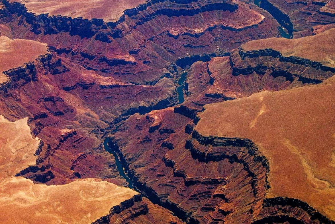 An aerial picture of the Grand Canyon in Arizona from around 30,000 feet (10,000m) (AFP via Getty Images)