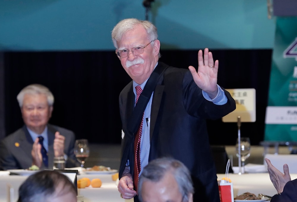 Former US national security advisor John Bolton waves at the 40th anniversary celebration of Formosan Association for Public Affairs in Taipei, Taiwan, Monday, May 1, 2023. (AP)
