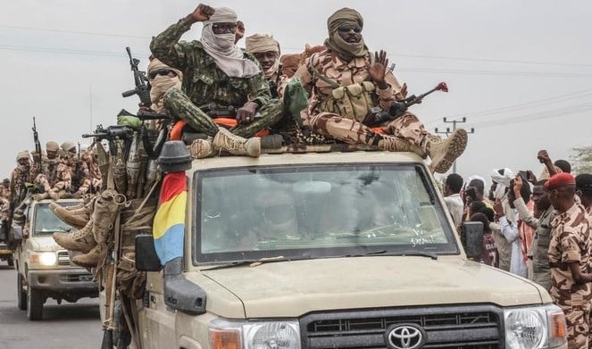 Chadian army soldiers return to the capital after fighting rebel forces in the north of the country, NDjamena, Chad, May 9, 2021. (AFP)