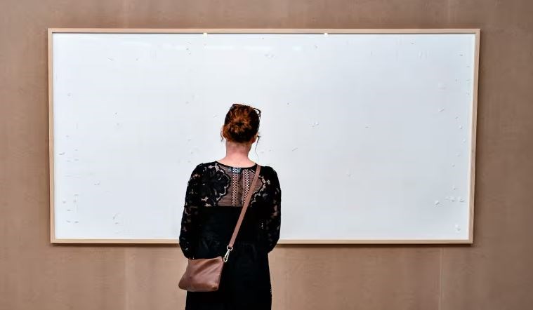 Empty frames displayed at Kunsten Museum of Modern Art in Aalborg, northern Denmark. (AFP via Getty Images)