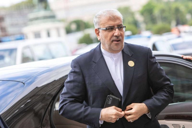 Iran’s Oil Minister Javad Owji arrives at the 8th OPEC International Seminar in Vienna, Austria, July 5, 2023. (AFP)